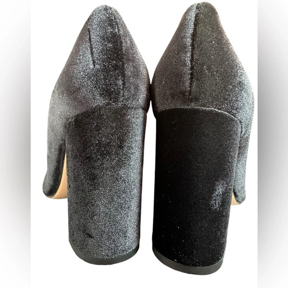 J. Crew Plush Velvet Gold-Studded Bow Rounded Toe Block Heels - Picture 5 of 7